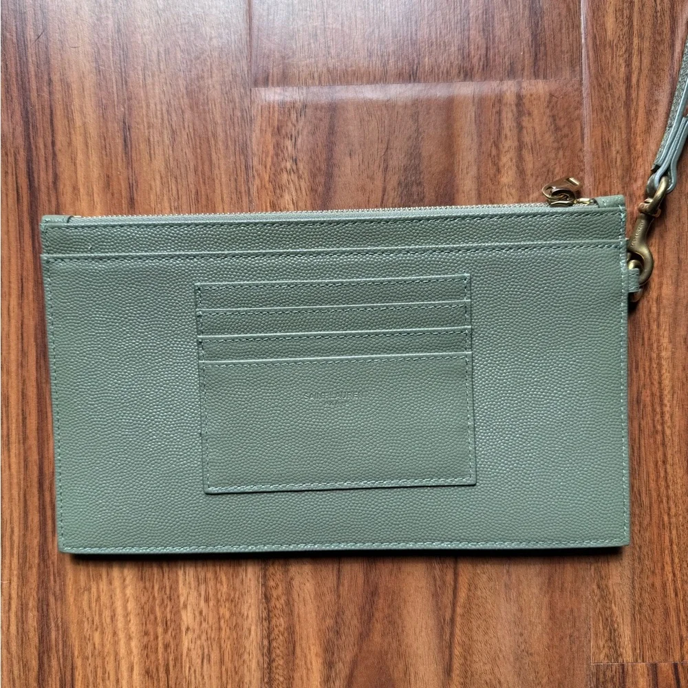 Yves Saint Laurent Sage Quilted Leather Wristlet - Picture 4 of 8